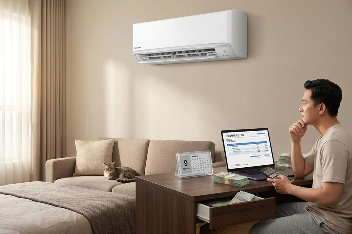 Chi phí tiền điện mỗi tháng khi sử dụng điều hòa Panasonic 12000btu CS-N12AKH-8 là bao nhiêu?