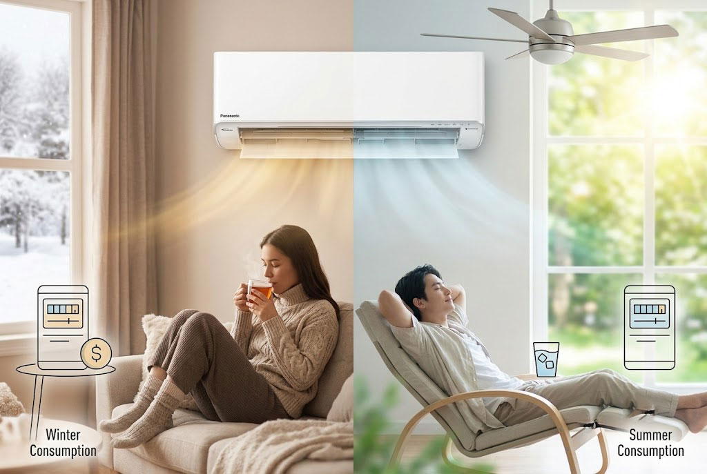 So sánh tiền điện mùa đông và mùa hè khi sử dụng điều hòa Panasonic 2 chiều CS-XZ12BKH-8