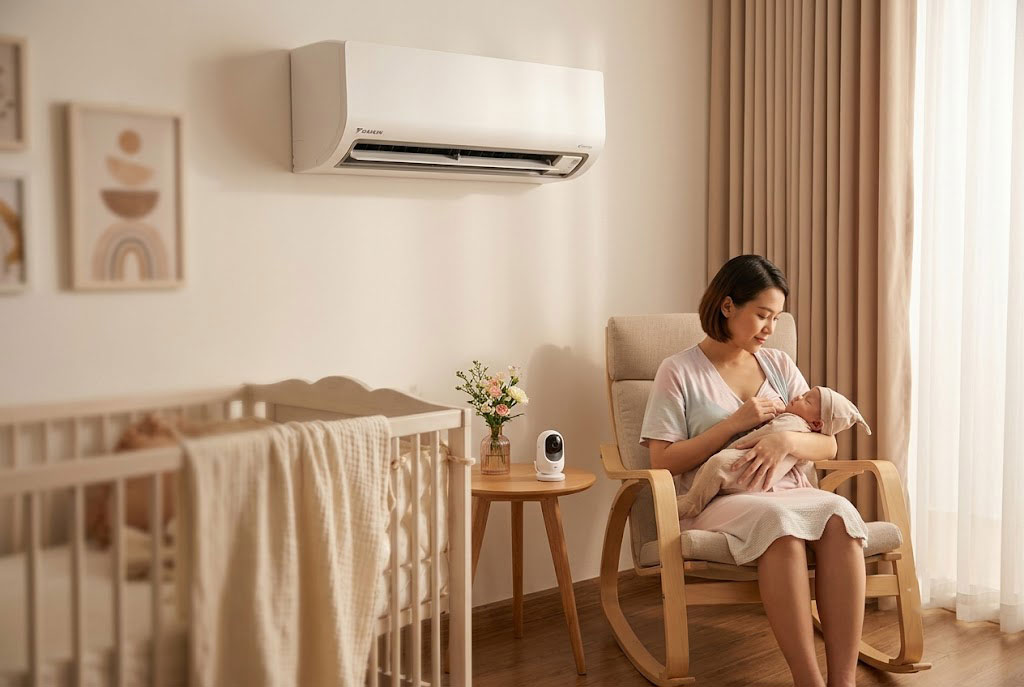 Mẹ bỉm sữa Review: Điều hòa Daikin FTKB25ZVMV có đủ êm cho trẻ sơ sinh khó ngủ?