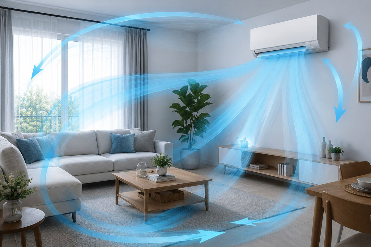 Hệ thống luồng gió 3D trên điều hòa Daikin FTKM35AVMV giúp làm lạnh đều ra sao?