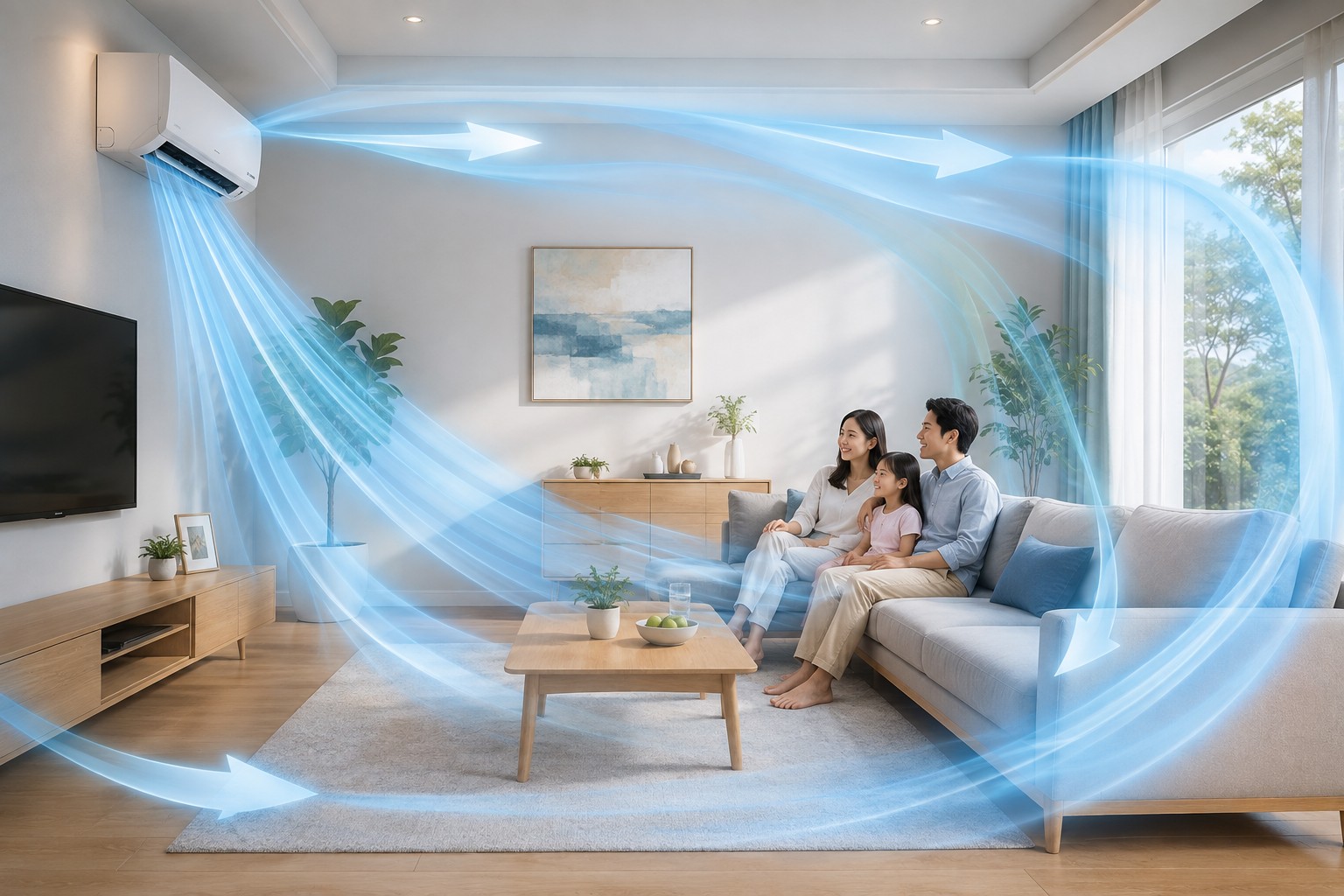 Hệ thống luồng gió 3D trên điều hòa Daikin FTKM35AVMV giúp làm lạnh đều ra sao?