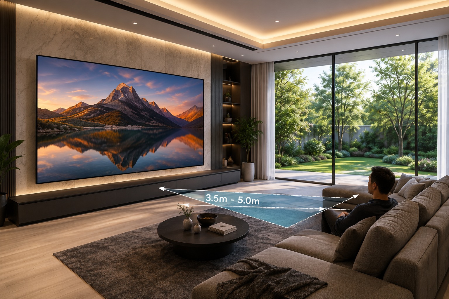 Phòng khách rộng bao nhiêu mét vuông thì vừa cho tivi Sony 100 inch K-100XR30M2?