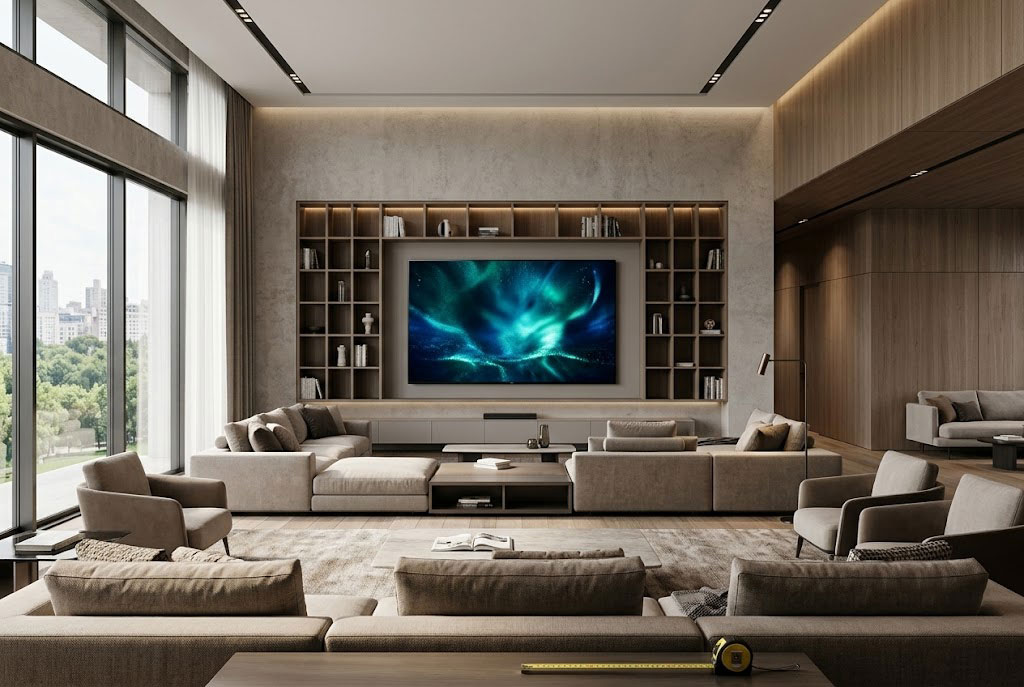 Phòng khách rộng bao nhiêu mét vuông thì vừa cho tivi Sony 100 inch K-100XR30M2?