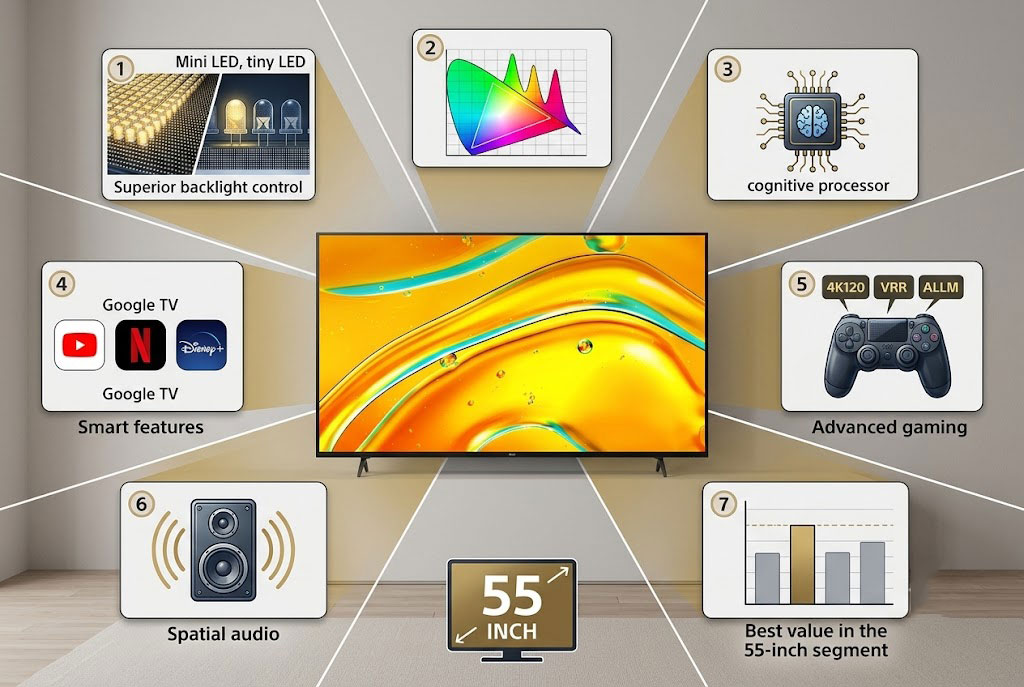 7 lý do Google Tivi Sony Mini LED K-55XR50 đáng mua nhất phân khúc 55 inch