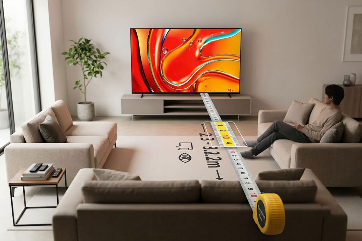 Khoảng cách xem an toàn cho google tivi Sony K-75XR70 75 inch là bao nhiêu?