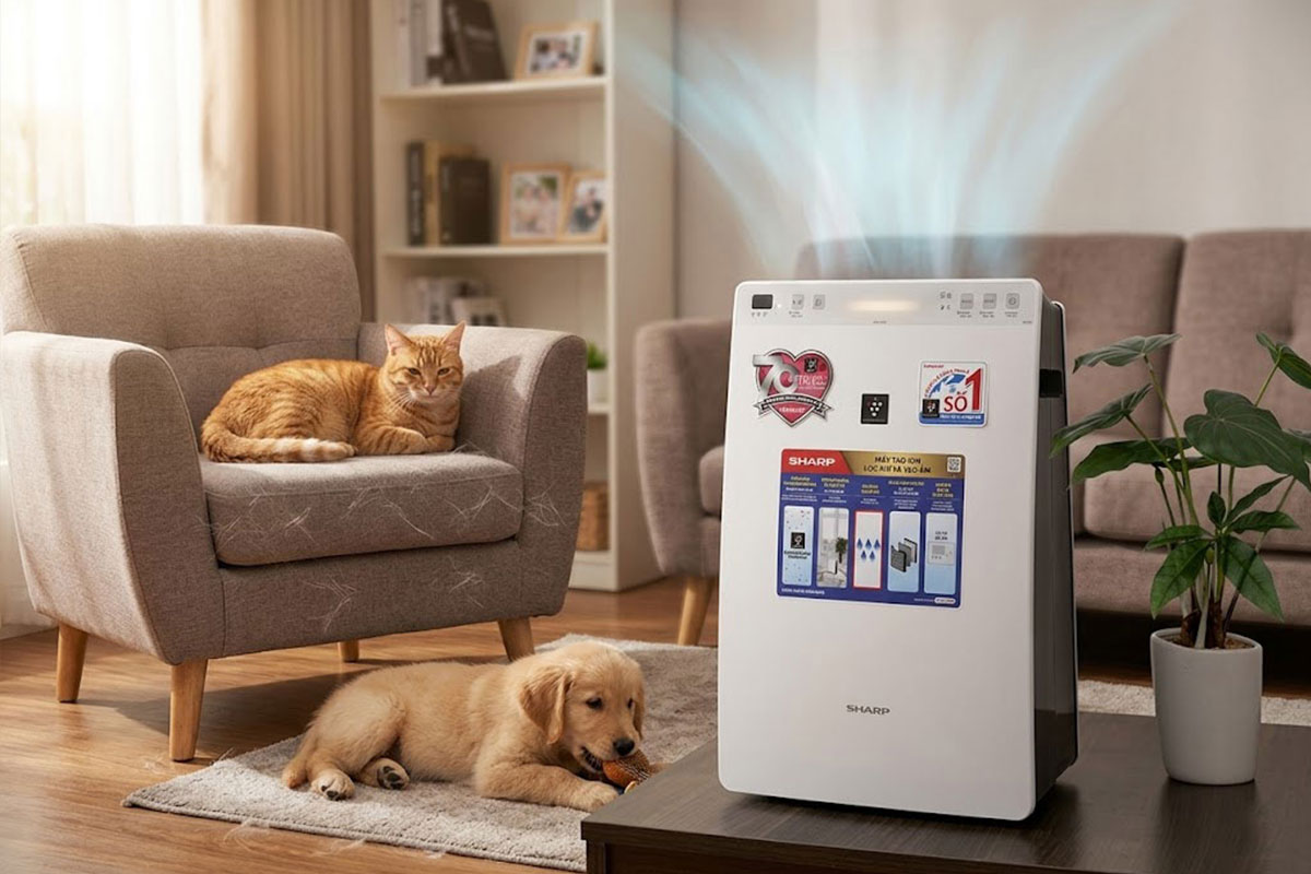 Nhà có nuôi thú cưng: Máy lọc không khí Sharp KC-F30EV-W khử mùi tốt không?