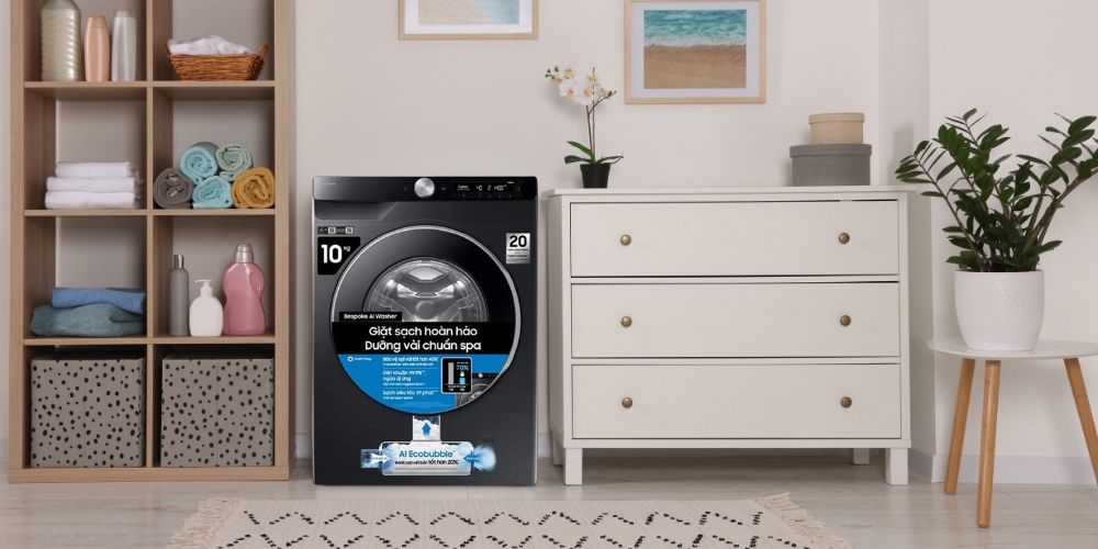 Đánh giá công nghệ AI EcoBubble trên máy giặt Samsung cửa trước WW10DG6U34LBSV