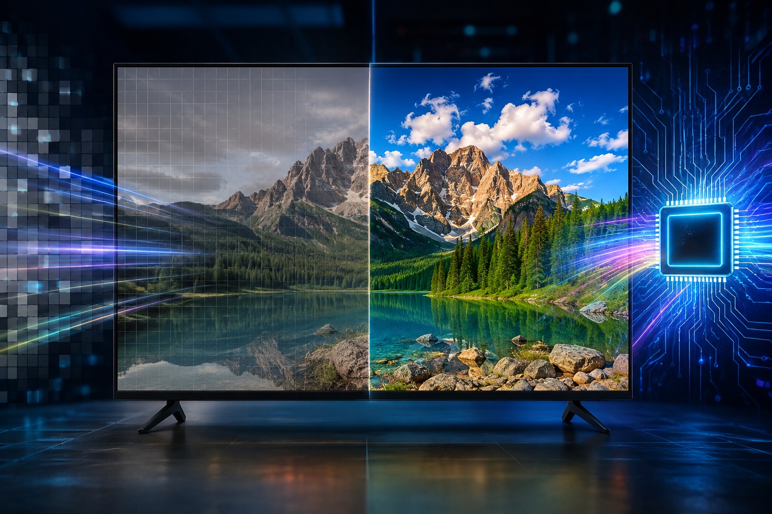Bộ xử lý Vision AI Processor 4K trên tivi Samsung 50 inch UA50M70H nâng cấp hình ảnh ra sao?