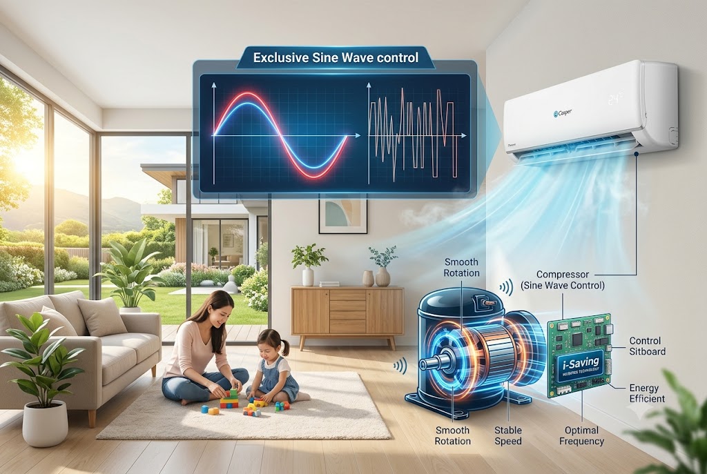 Khám phá cơ chế vận hành hình sin i-Saving độc quyền trên điều hòa Casper Inverter
