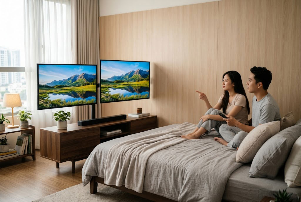 Phòng ngủ căn hộ nên lắp tivi Samsung 43 inch hay 50 inch sử dụng sẽ tối ưu hơn?