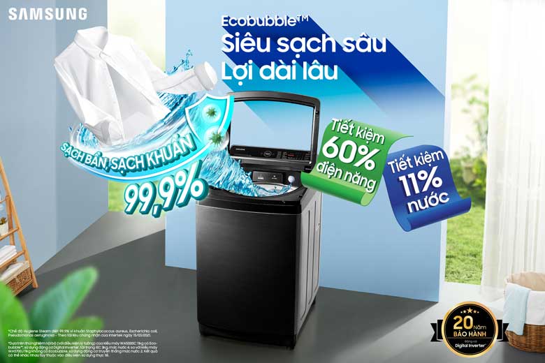 Hướng dẫn chọn các chế độ trên máy giặt Samsung lồng đứng WA14CG5886BV/SV hợp lý