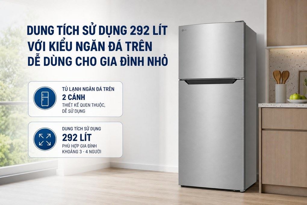 Giới thiệu những điểm nổi bật ở tủ lạnh LG T30SV ngăn đá trên