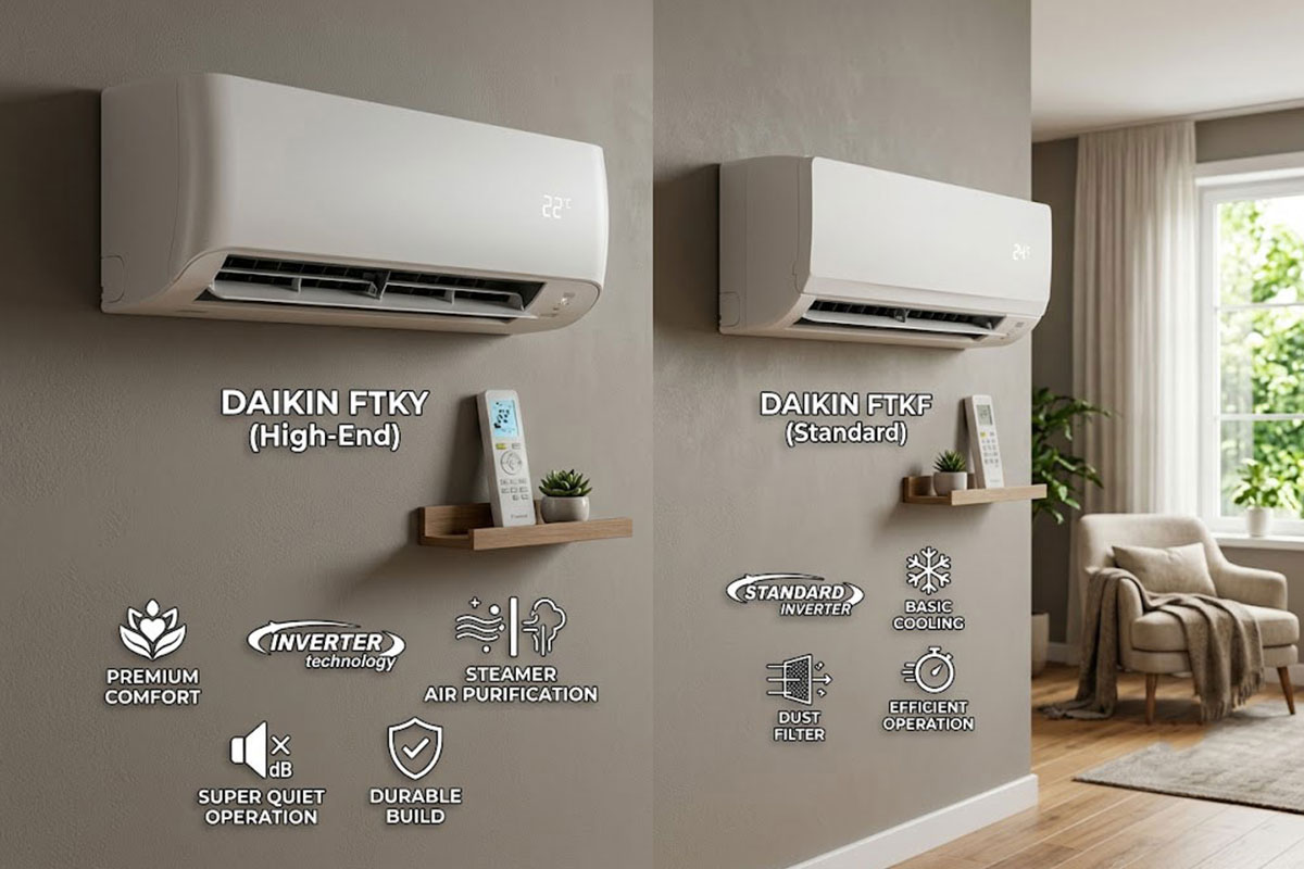 Những điểm khác biệt giữa dòng điều hòa Daikin FTKY cao cấp và FTKF tiêu chuẩn