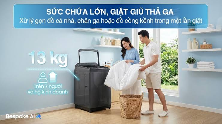 Đánh giá độ bền, độ ồn trên máy giặt Samsung cửa trên 13kg WA80F13S5BSV có nên mua?