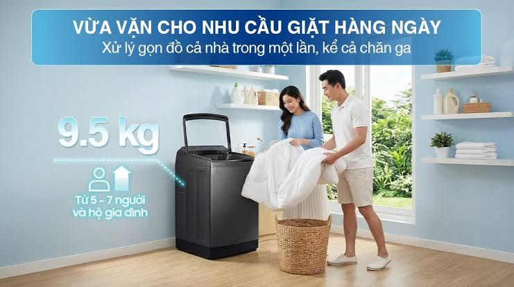 Máy giặt Samsung 9,5kg WA40F95E1CSV: Lựa chọn cân bằng cho gia đình