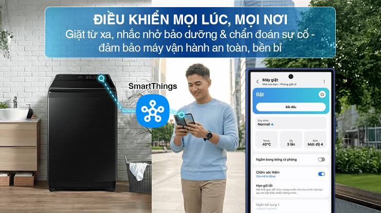 Vì sao máy giặt Samsung 15kg WA80F15B6BSV giúp tiết kiệm điện, nước đáng kể