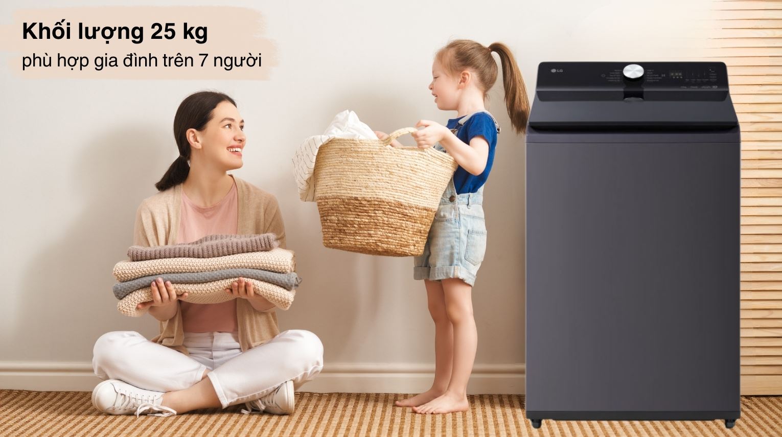Máy giặt LG cửa trên T2725SX5G khối lượng giặt lớn phù hợp với ai?
