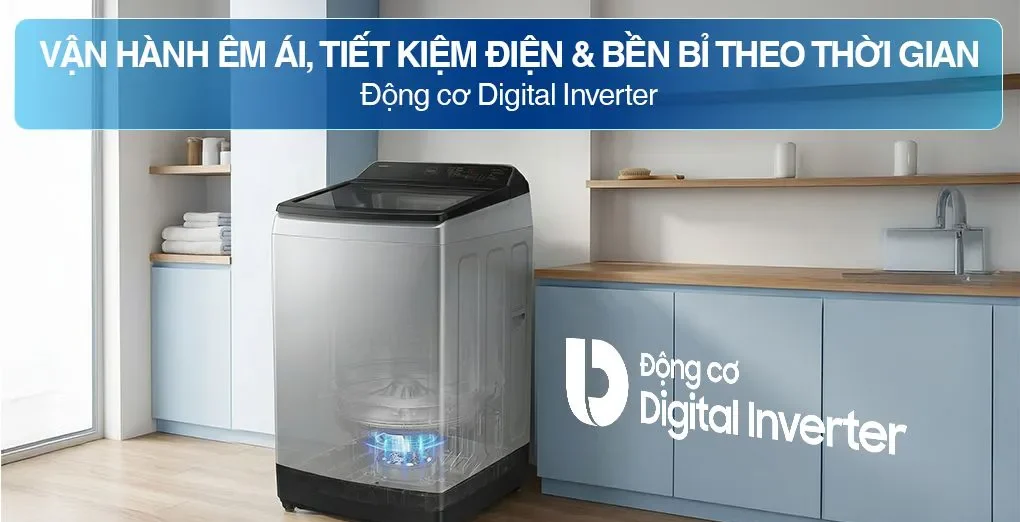 Tìm hiểu khả năng tiết kiệm điện, nước trên máy giặt Samsung 12kg WA40F12E4LSV