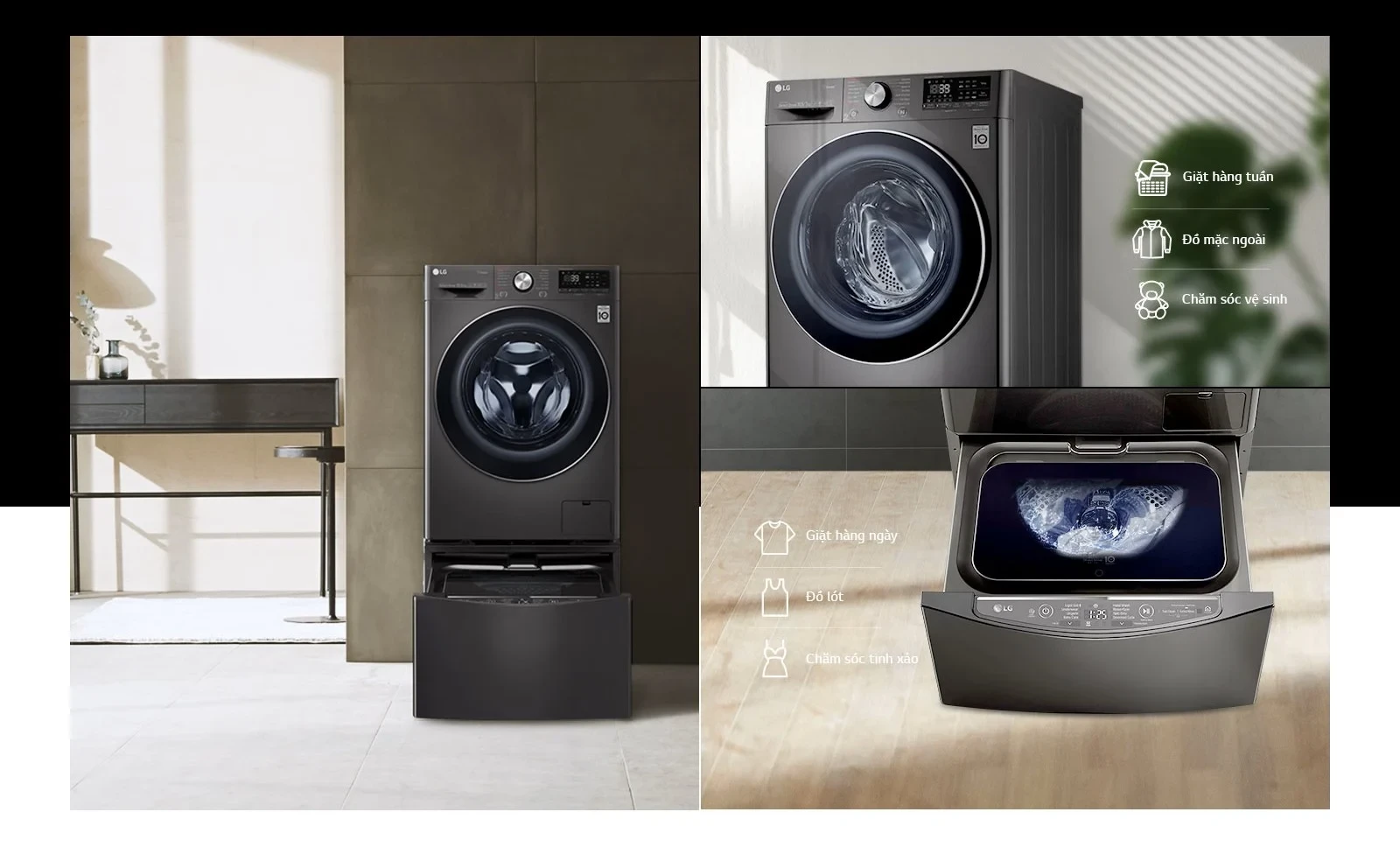 3 chiếc máy giặt LG 12kg FX1412S3K, FX1412N5G và FX1412S3KAV nên mua loại nào? 