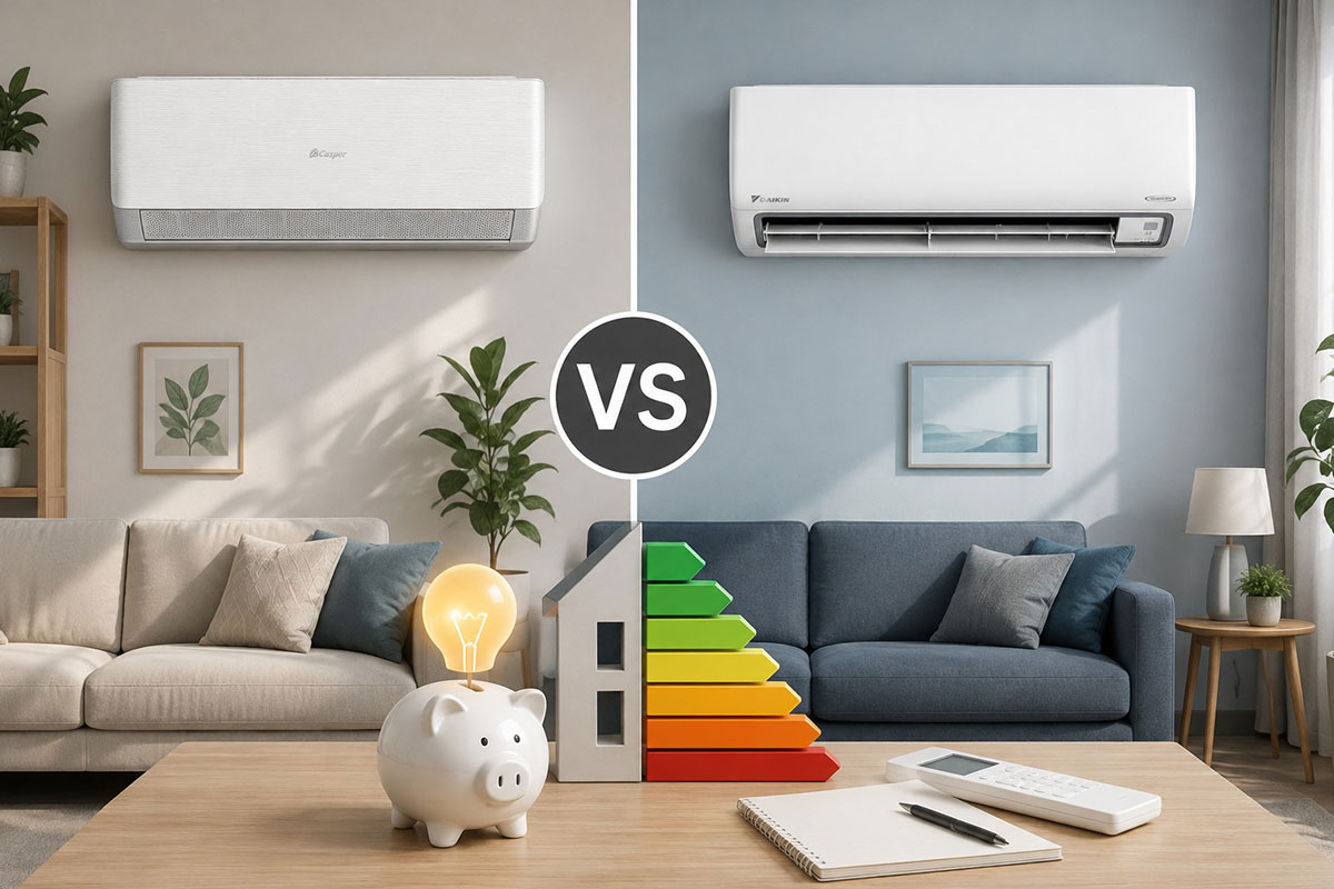 So sánh điều hòa Casper XC-09IU38 và Daikin FTKB25ZVMV, loại nào tiết kiệm điện tốt hơn?