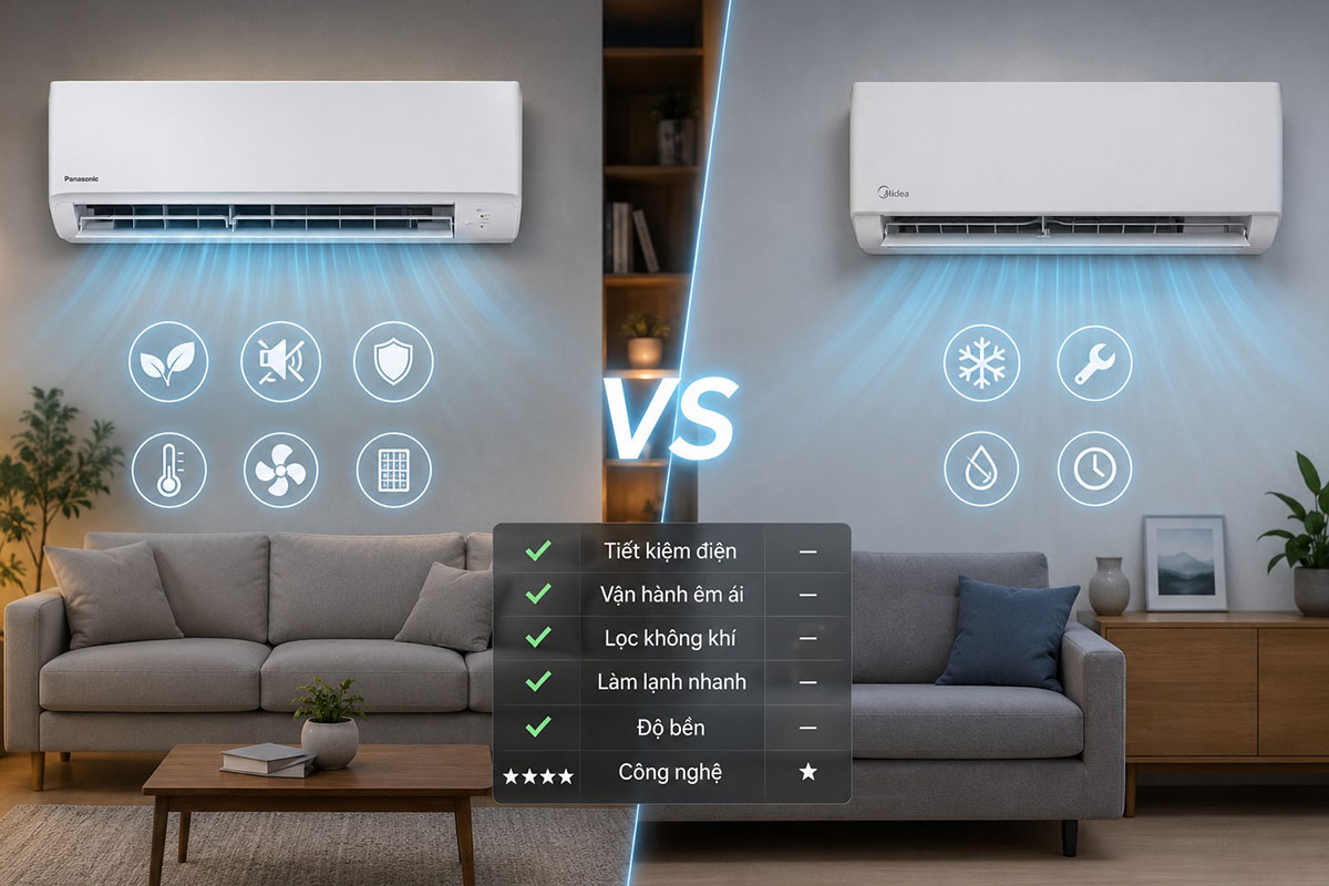 Điều hòa Panasonic CS-N24AKH-8 có gì hơn Midea MSFQ-24CRN8 mà có giá bán gấp đôi?