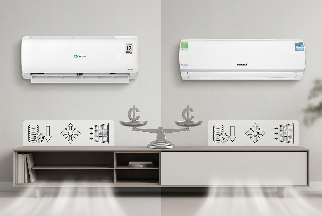 Cùng tầm giá 13 triệu đồng, nên mua điều hòa Casper JC-24IU36 hay Funiki HIC24TMU?