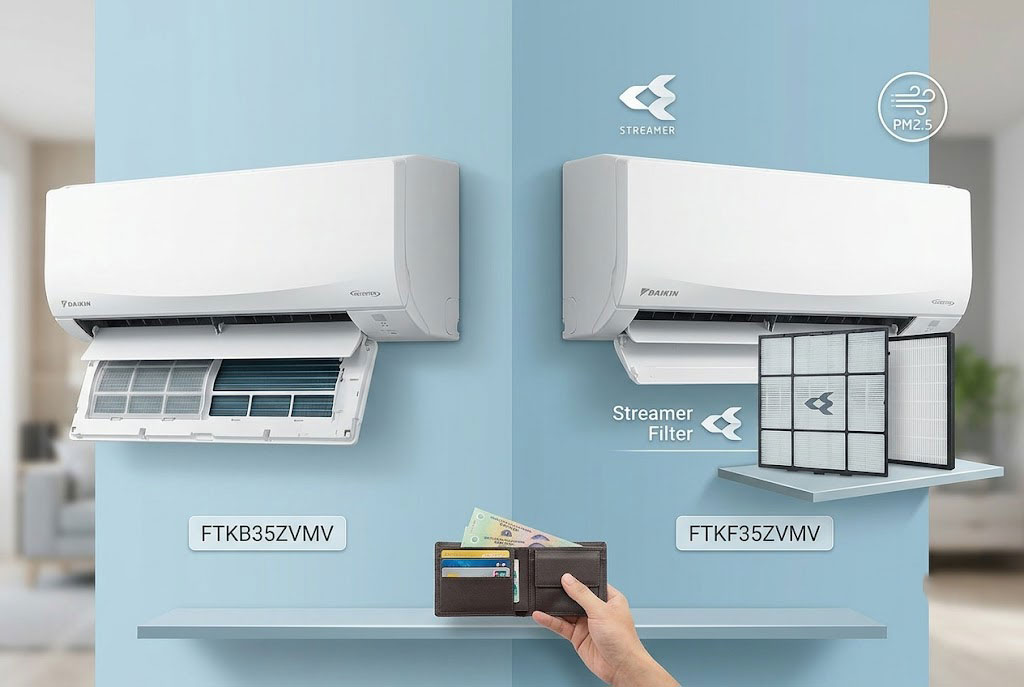 So sánh điều hòa Daikin FTKF35ZVMV và FTKB35ZVMV: Đâu là bản nâng cấp đáng tiền?