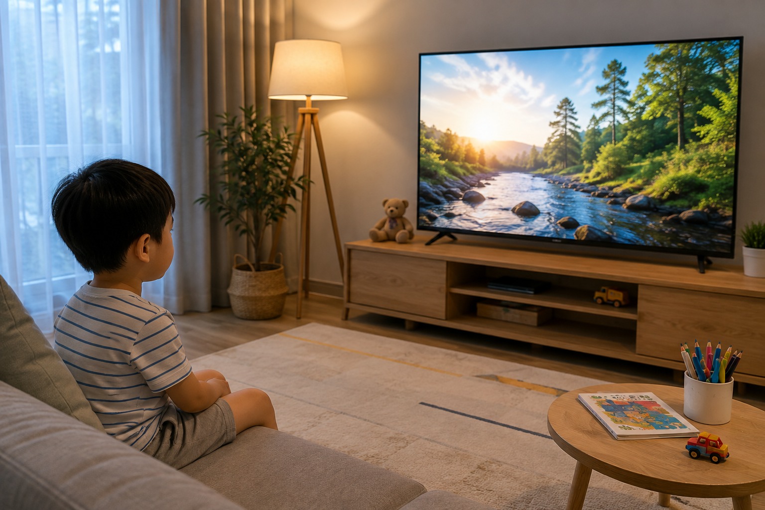 Hướng dẫn chọn khoảng cách xem tivi an toàn để bảo vệ mắt cho trẻ nhỏ
