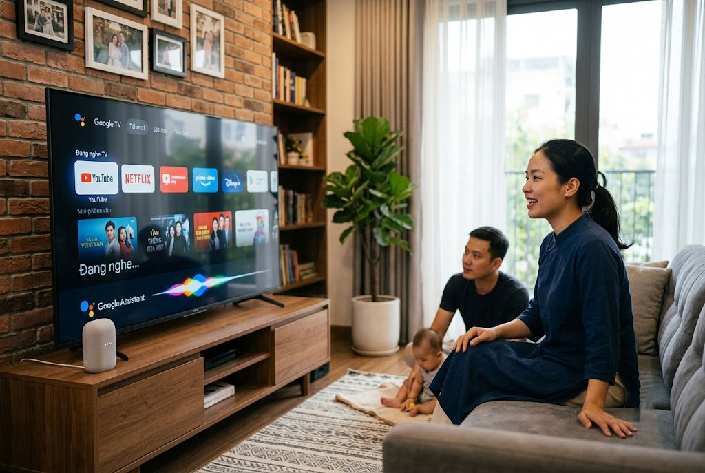 Hướng dẫn ra lệnh giọng nói rảnh tay không cần remote trên Google Tivi Sony