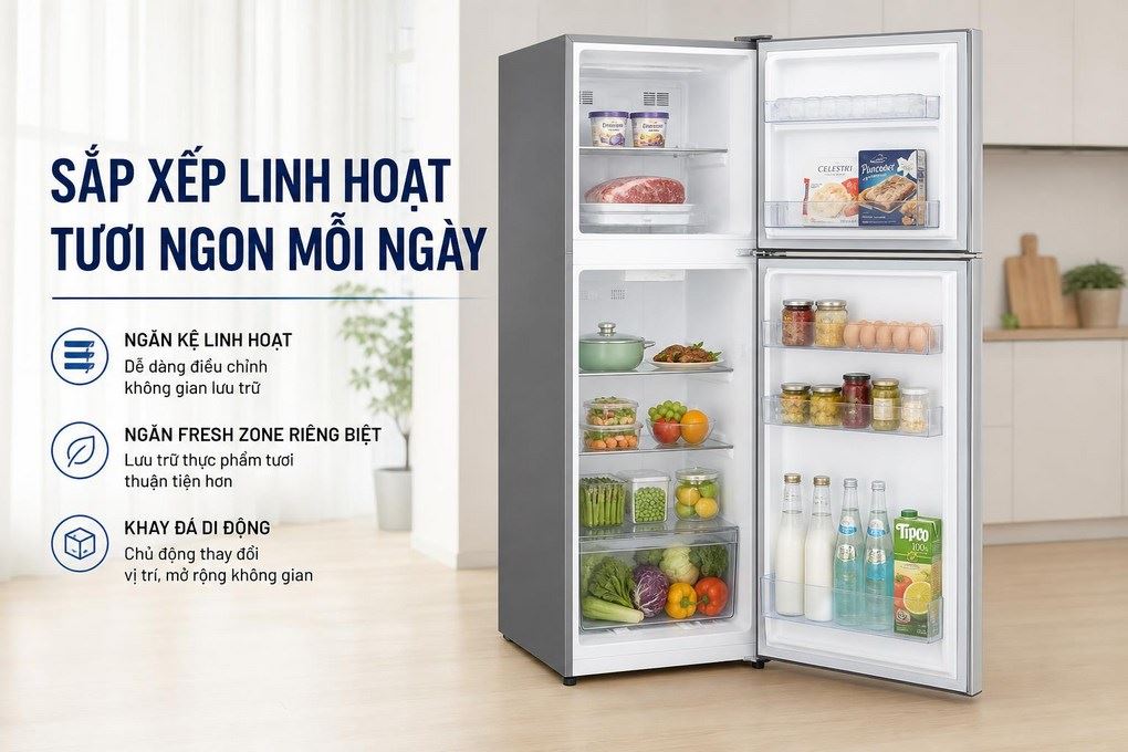 Giới thiệu những điểm nổi bật ở tủ lạnh LG T30SV ngăn đá trên