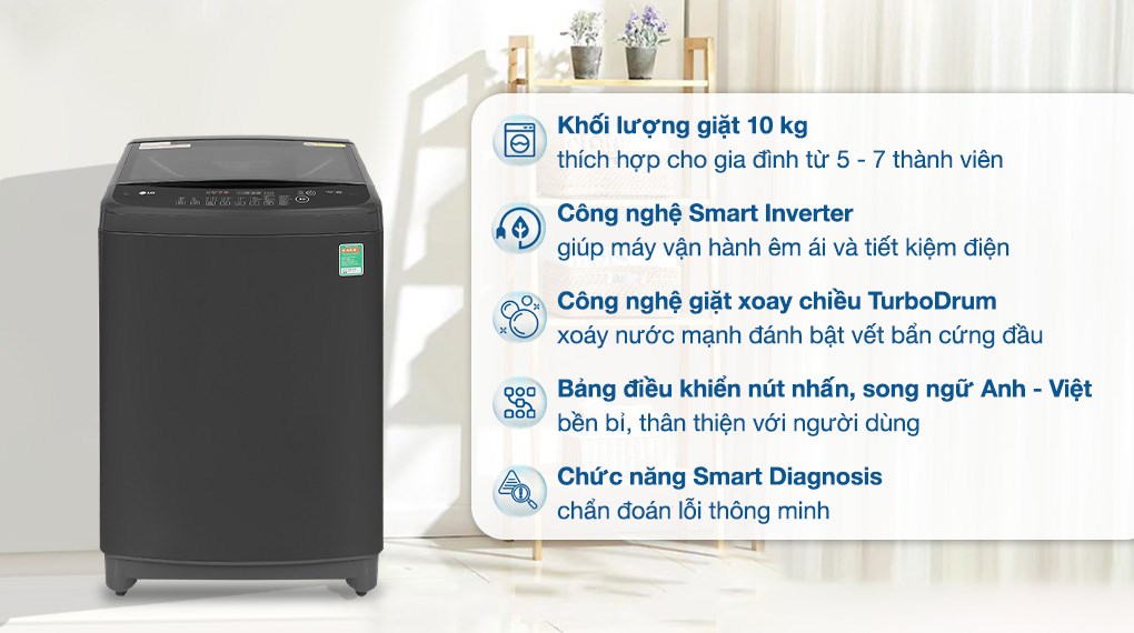 7 Lý do máy giặt LG 10kg T2310VS2B thuyết phục người dùng