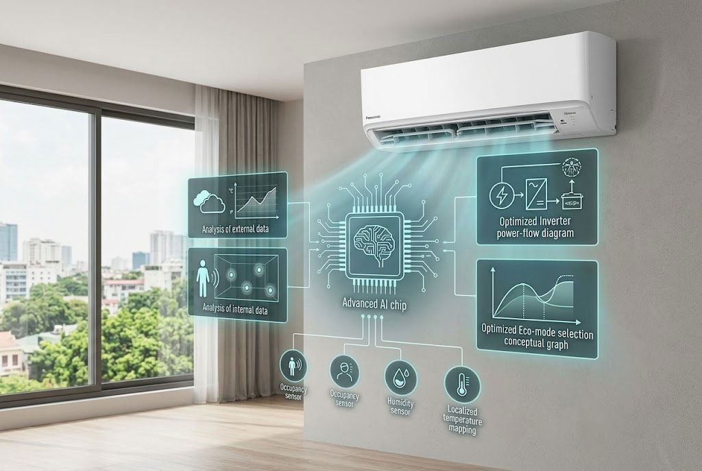 Bản chất của chế độ Eco tích hợp trí tuệ nhân tạo AI trên điều hòa Panasonic CS-RU24CKH-8D
