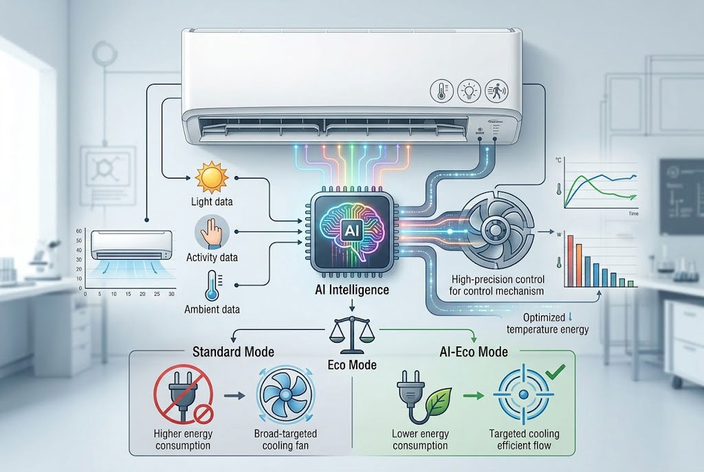 Bản chất của chế độ Eco tích hợp trí tuệ nhân tạo AI trên điều hòa Panasonic CS-RU24CKH-8D