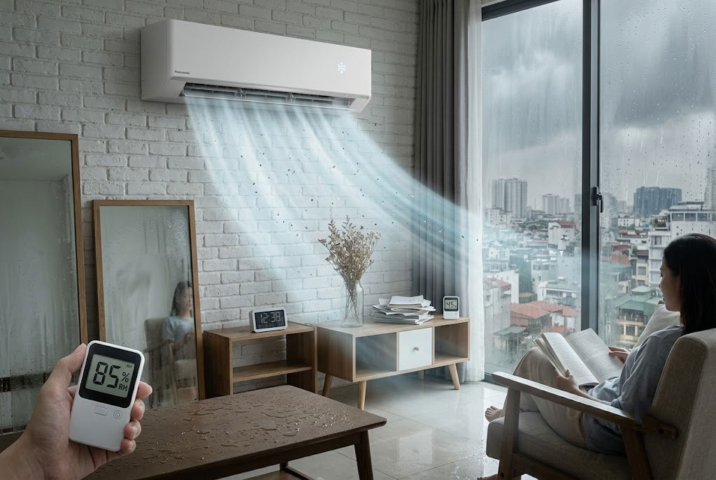 Trải nghiệm khả năng hút ẩm của điều hòa Panasonic CS-XZ18BKH-8 vào mùa nồm ẩm miền Bắc
