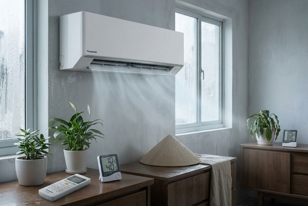 Trải nghiệm khả năng hút ẩm của điều hòa Panasonic CS-XZ18BKH-8 vào mùa nồm ẩm miền Bắc