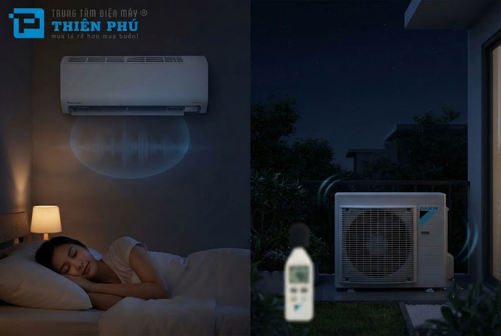 Đánh giá độ ồn của dàn nóng và dàn lạnh điều hòa Daikin FTKB35ZVMV khi dùng ban đêm