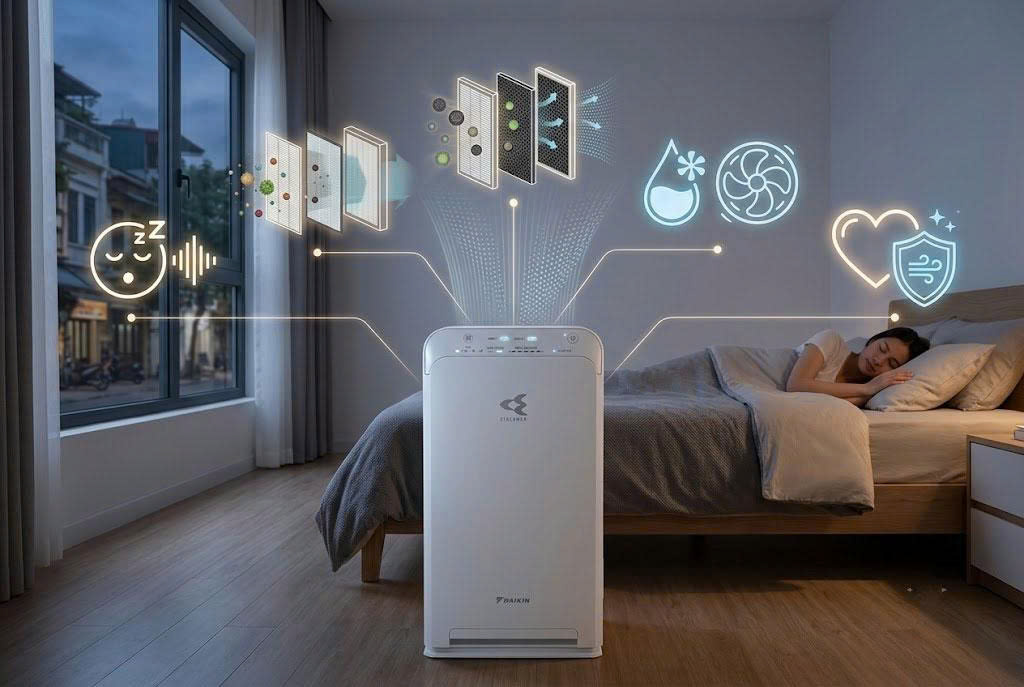 5 Lý do máy lọc không khí Daikin MC40UVM6-7 trở thành máy lọc quốc dân cho phòng ngủ