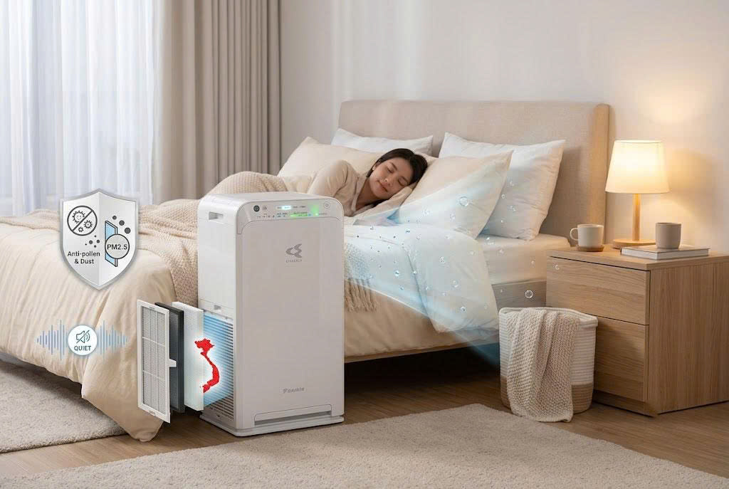 5 Lý do máy lọc không khí Daikin MC40UVM6-7 trở thành máy lọc quốc dân cho phòng ngủ