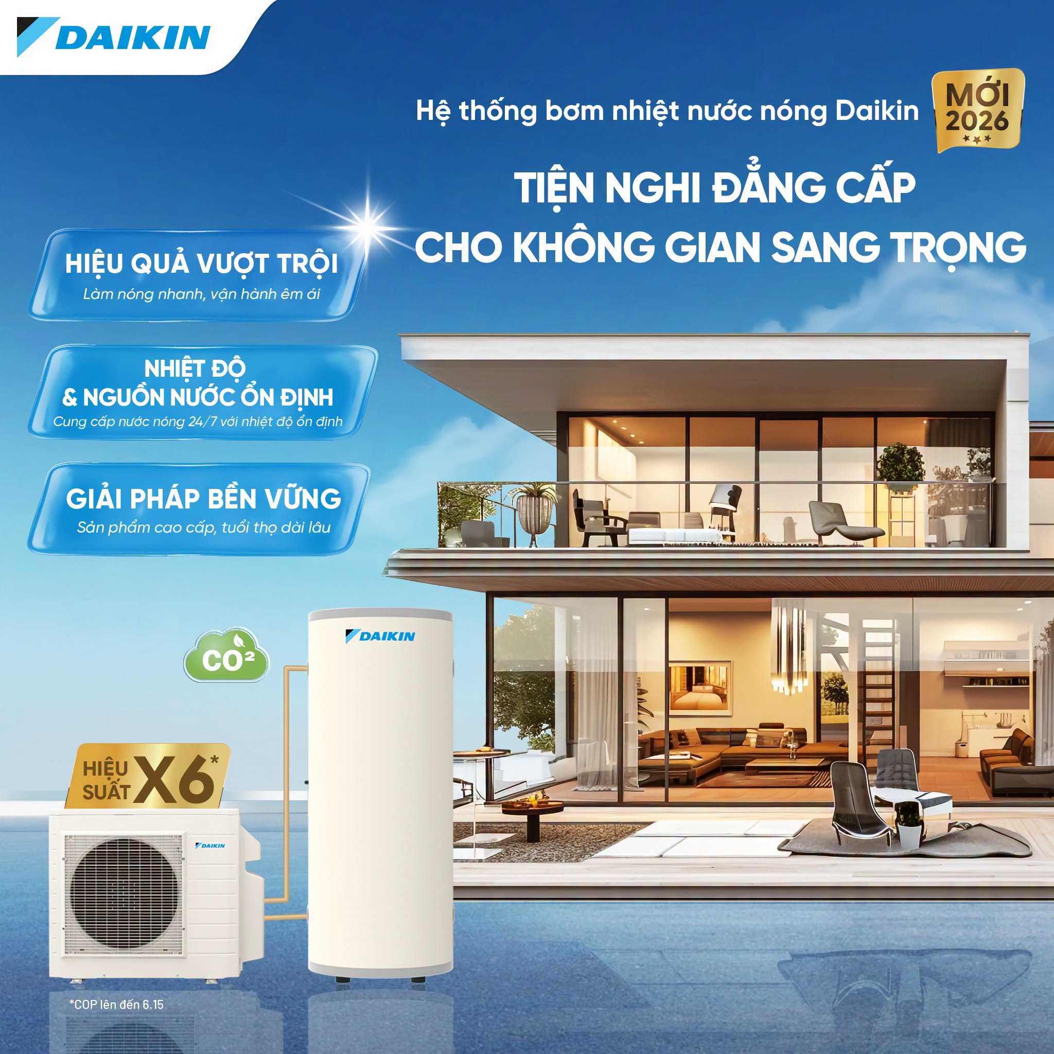 Máy nước nóng bơm nhiệt heat pump Daikin lắp gần phòng ngủ có ồn không?