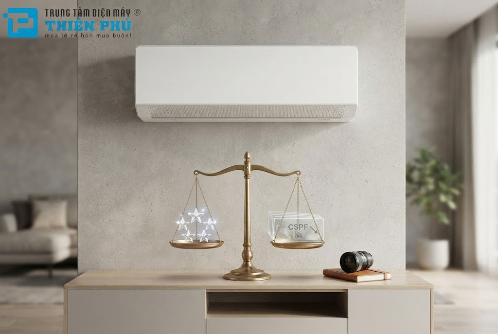 Ý nghĩa nhãn năng lượng 5 sao và chỉ số hiệu suất năng lượng CSPF 5.04 của điều hòa Casper QH-18IU36A