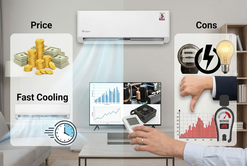Đánh giá chi tiết điều hòa Casper SC-09FB36A: Giá rẻ, làm mát nhanh nhưng có nhược điểm gì?