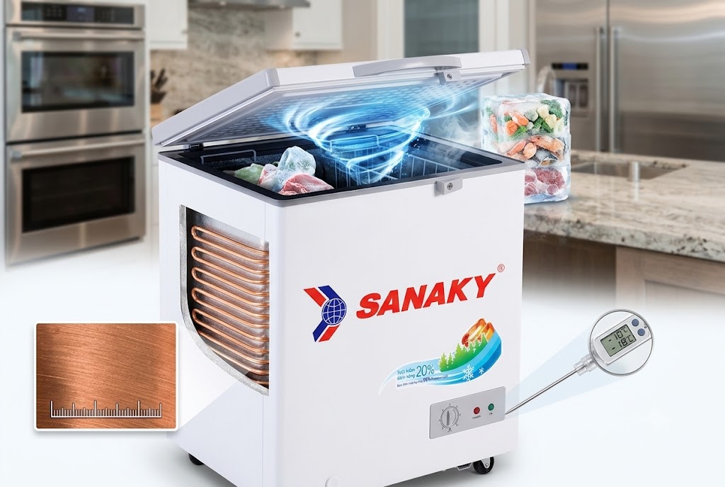 Review tủ đông Sanaky VH-1599HY: Dàn đồng siêu bền thì làm lạnh có nhanh không?