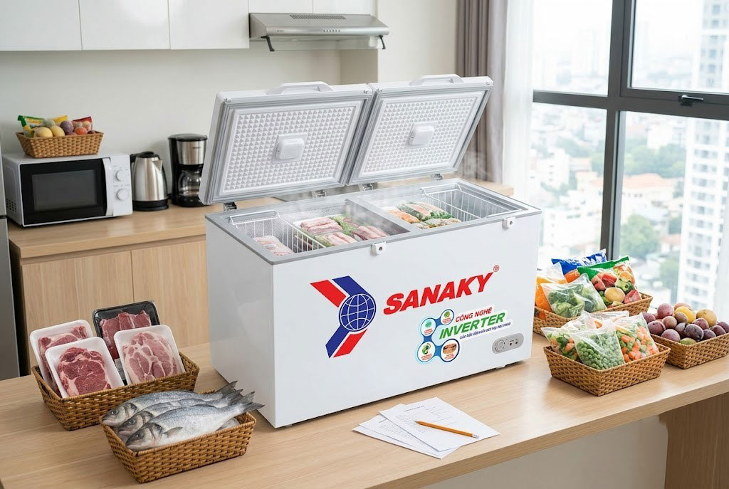 Tủ đông Sanaky VH-3699A4K dung tích nhỏ gọn, bảo quản thực phẩm hiệu quả