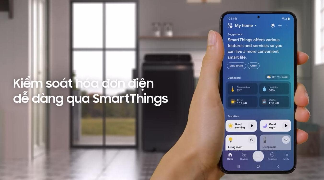 Máy giặt Samsung lồng đứng WA80F13S5BSV tiết kiệm điện và giặt nước nóng 60°C