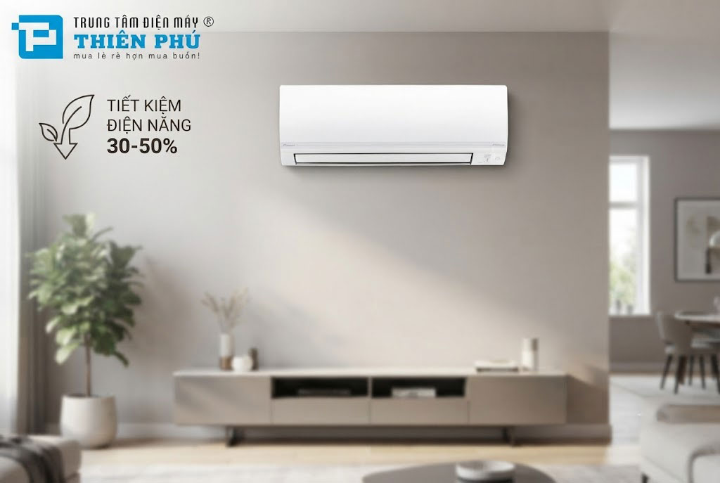 Công nghệ inverter của điều hòa Daikin FTHF50VAVMV giúp tiết kiệm bao nhiêu % điện năng?