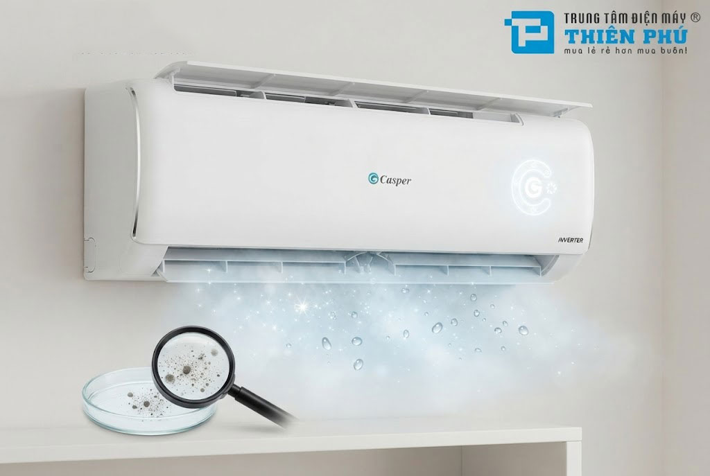Đánh giá hiệu quả làm sạch từ tính năng tự động vệ sinh iClean trên điều hòa Casper JC-18IU36