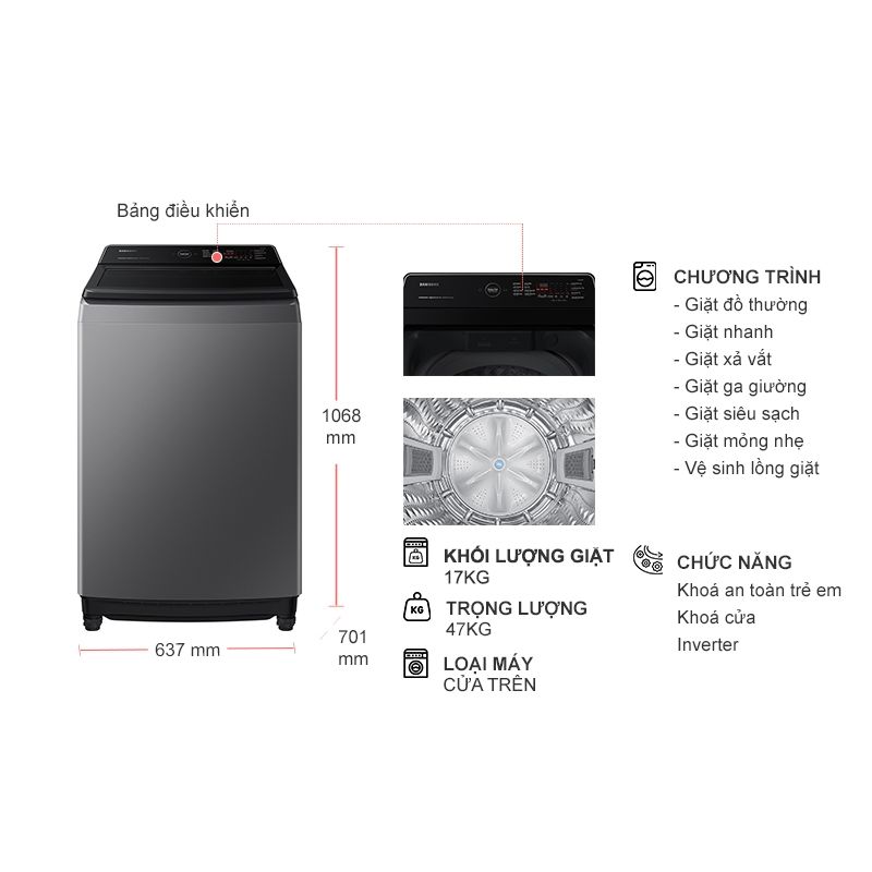 Tại sao máy giặt Samsung lồng đứng WA40F12E4CSV lại được ưa chuộng như vậy