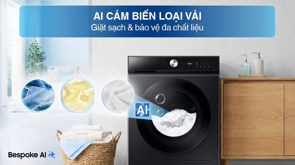 Máy giặt Samsung cửa ngang WW10DB7U34GBSV nổi bật với giặt sạch thông minh, bảo vệ sợi vải