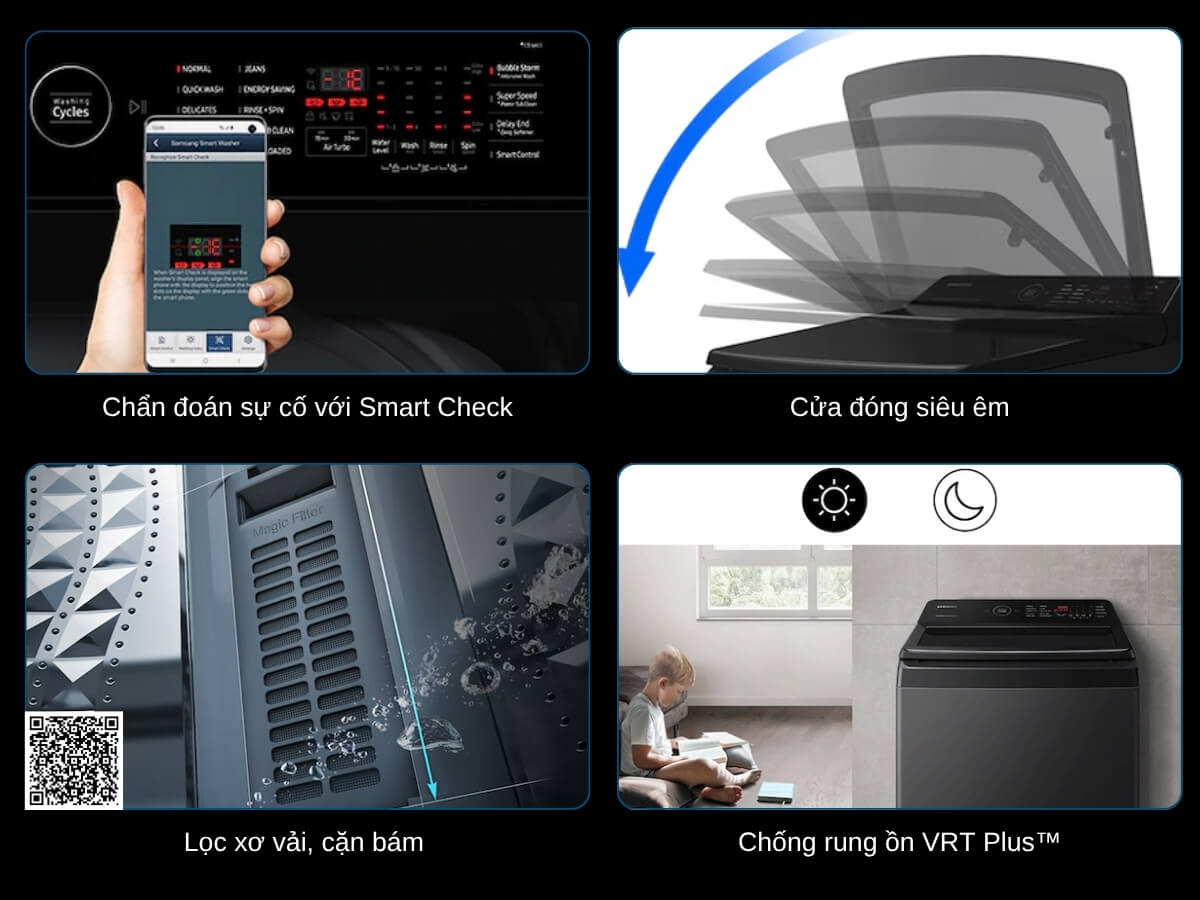 Cách xử lý máy giặt Samsung giá rẻ WA40F12E4CSV không vắt