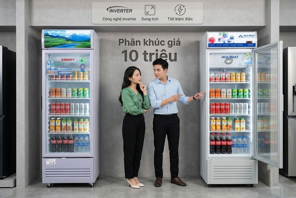 Phân khúc giá 10 triệu, nên chọn mua tủ mát Sanaky VH-358K3L hay Hòa Phát HSR D6280?